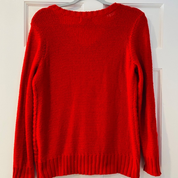 St. John's Bay Red Cablenit V-Neck Sweater - Size Large - Picture 2 of 8